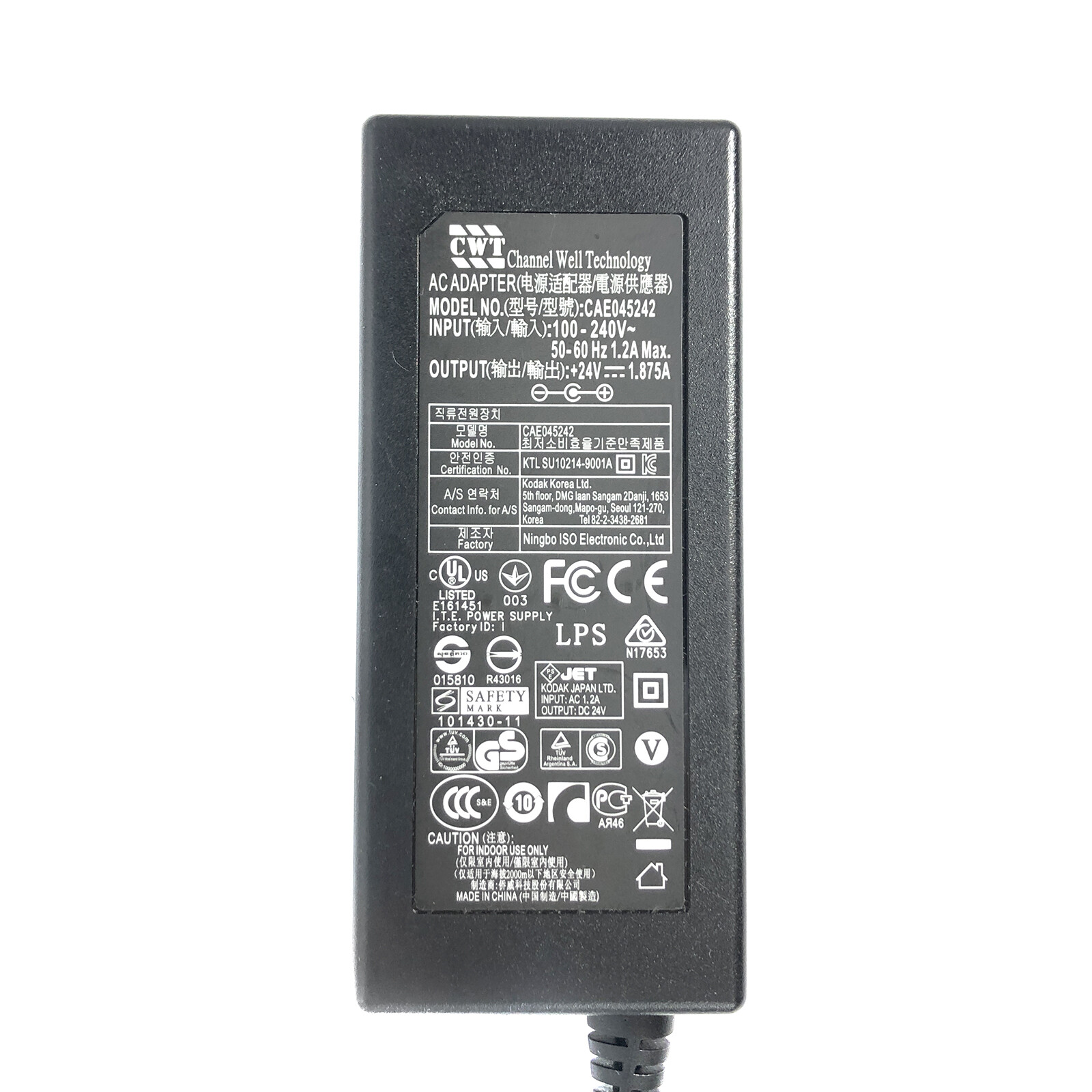 Adattatore Alimentatore CA 24V 1.875A 45W Originale CWT CAE045242 - Foto 4