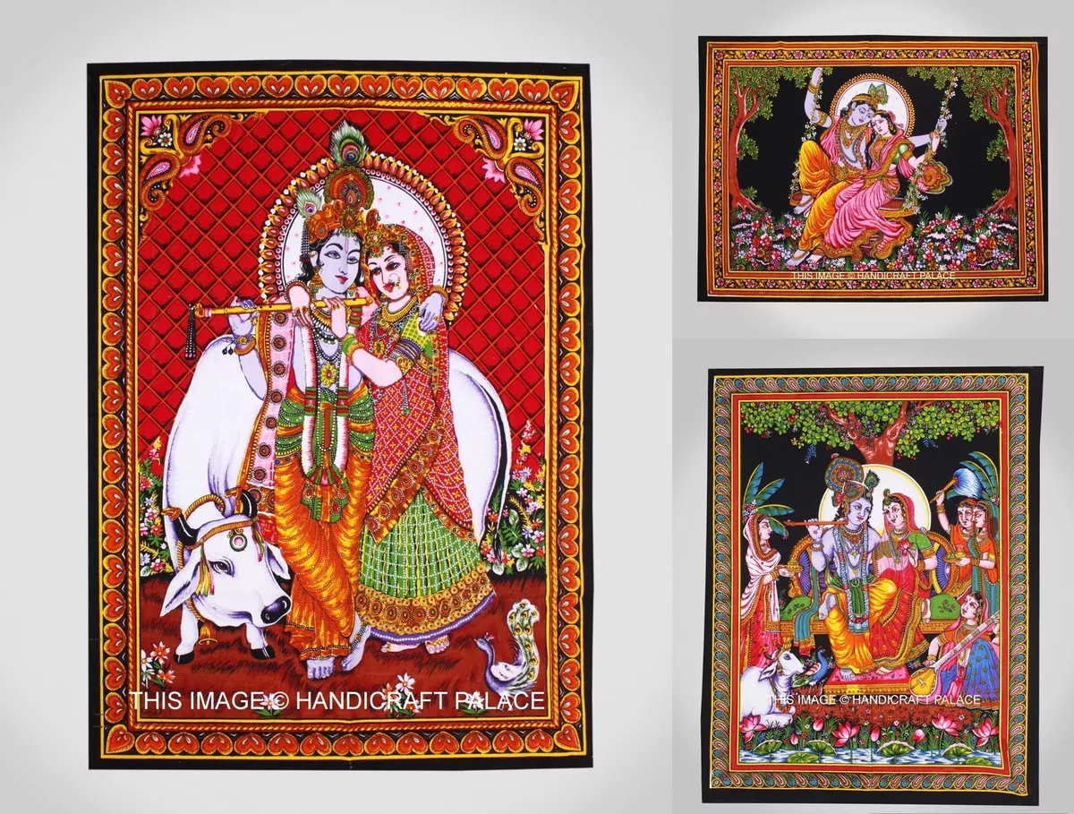 Indian Wall Hanging Mandala Tapestry Lord hare Krishna Poster