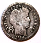 1914-S Barber Silver Dime - Very Good - #0265ED