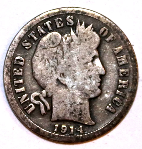 1914-S Barber Silver Dime - Very Good - #0265ED