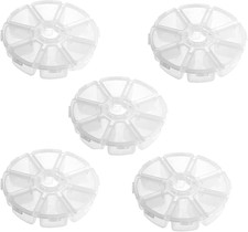 5Pcs Clear Plastic round Jewelry Bead Storage Box Organizer - 8 Compartments Gri