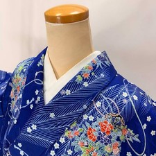 Japanese Kimono Komon Vintage Komon awase Polyester Free Shipping M size 5154