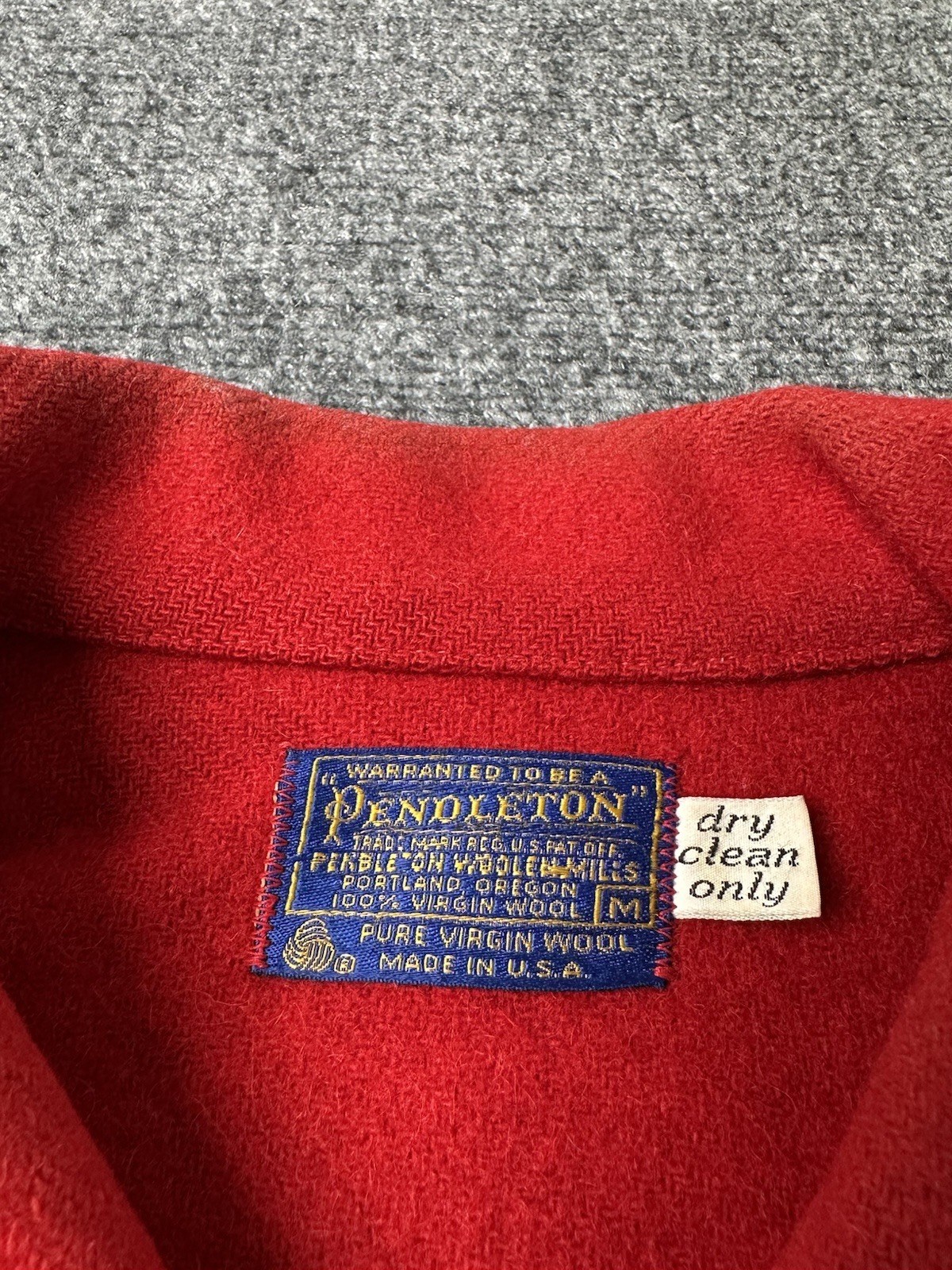 Mens Wool Pendleton Red Zip Front Jacket 1960s Ma… - image 5