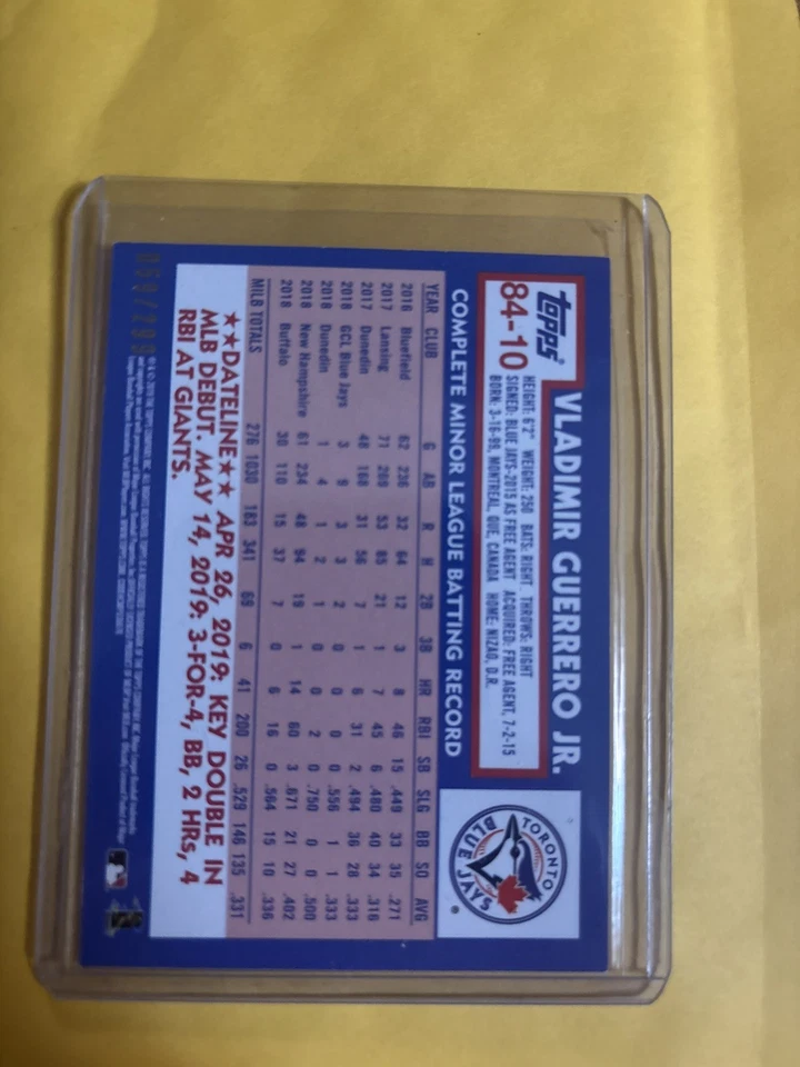 Atualização Topps 2019 Vladimir Guerrero Jr. 1984 35º aniversário preto/299 novato - Imagem 2 de 2