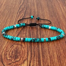 Turquoise Beaded Bracelet, Natural Gemstone Jewelry, Protection & Healing Gift