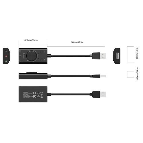 2-w-1 15Hz-25KHz Uniwersalny zewnętrzny sterownik USB bez karty dźwiękowej Wskaźnik LED A - Zdjęcie 3 z 13