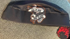 HAIR GLOVE SKULLL CAP WINTER WEIGHT BLACK "LIVE TO RIDE, RIDE TO LIVE"