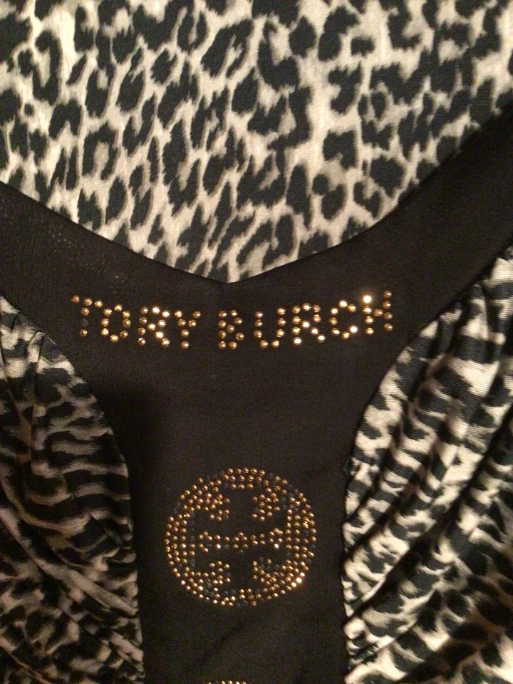 Tory Burch Robe Cocktail Femme Gris Léopard Strass Fête (EU 38, INT M) - Photo 3/3