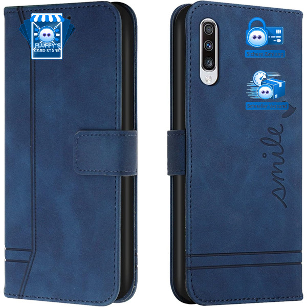 HandyhüLle Leder Klappbar FüR Samsung Galaxy A50/A50S/A30S - Blau-image