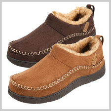 Zizor Men  s Moccasin Slippers Indoor Outdoor Memory Foam House Shoes Warmth Plus