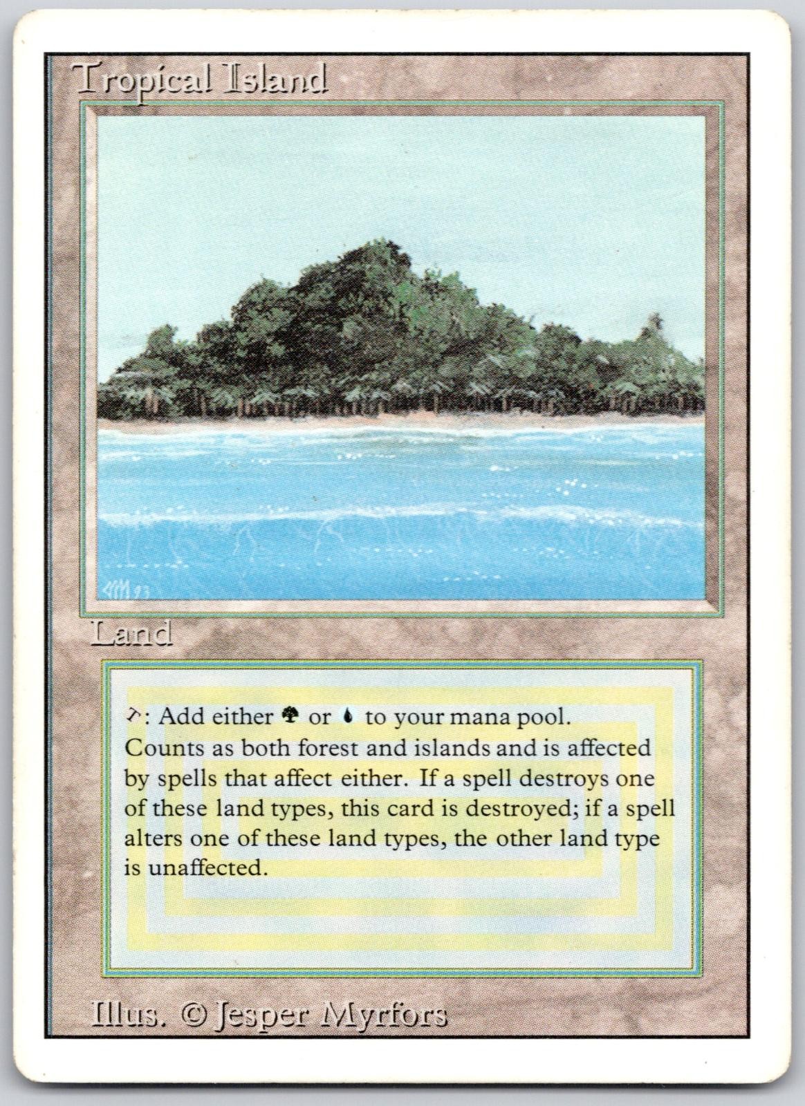 Tropical Island Rare Revised Edition Magic: The Gathering Moderately Played