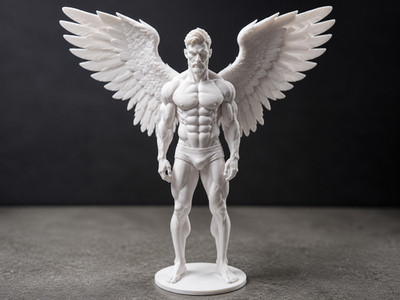 Gefallener Engel Krieger Statue - Geflügelter Wächter Display Figur Mehrfarbig