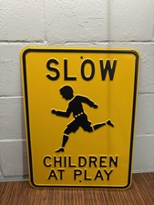 vintage slow children at play sign Original Slow Children Sign 24  x18  Metal