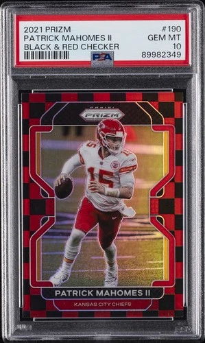 2021 PANINI PRIZM BLACK & RED CHECKER #190 PATRICK MAHOMES II PSA 10