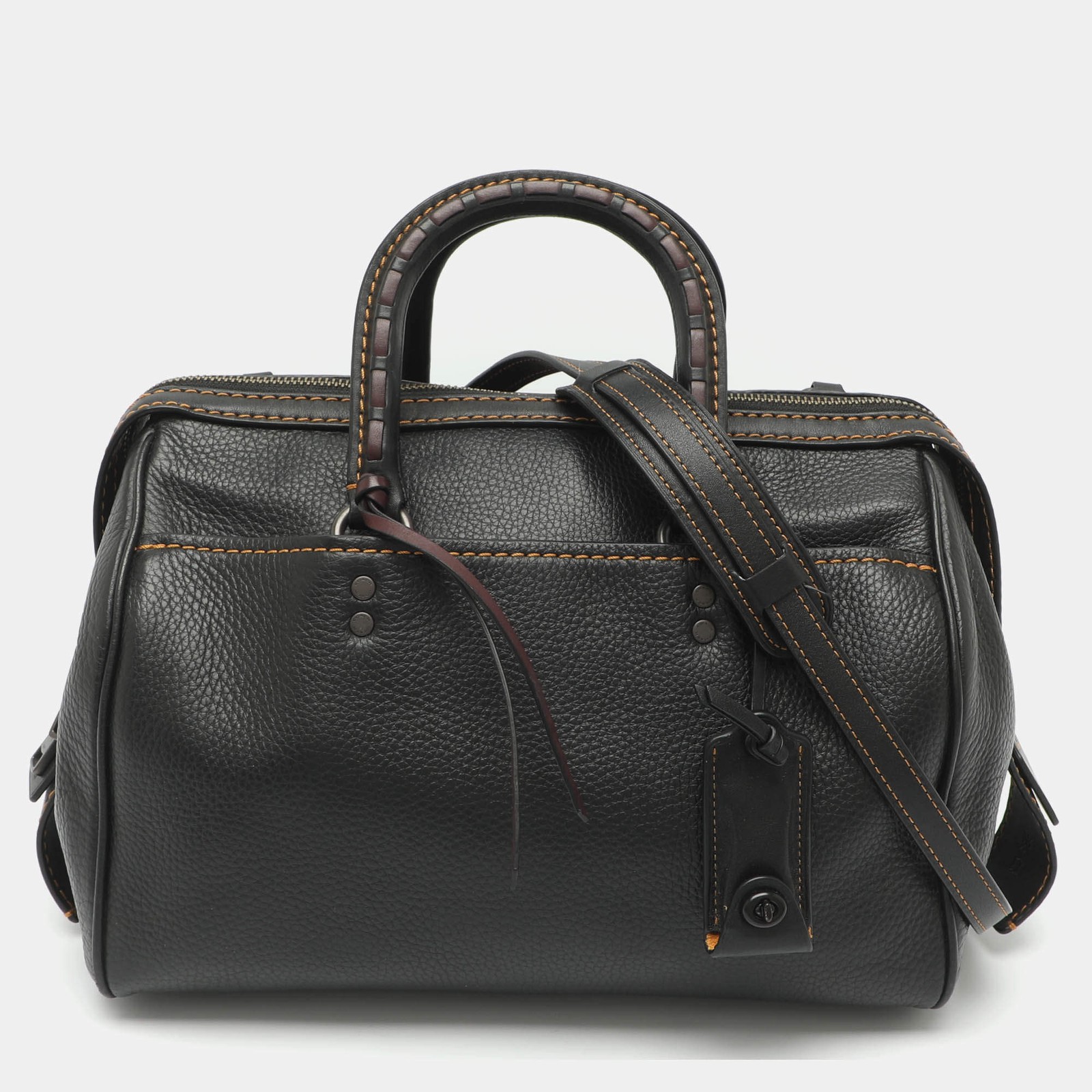 Coach Rogue Whipstitch Black Leather Satchel
