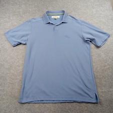 Tommy Bahama Polo Shirt Mens Medium Blue Cotton Blend Pique Golf Casual