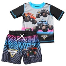 Infant Boys Monster Jam Monster Truck Rash Guard  Swim Trunks Set 12 Months
