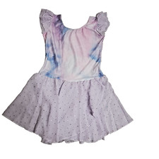 Arshiner Girls Dance Leotard Dress Ballet Tutu Size 160 Purple Tie Dye Glitter