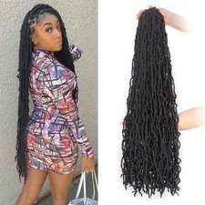 Leeven 30" Soft Locs Crochet Hair 7 Packs Natural Black Pre-looped Long Faux