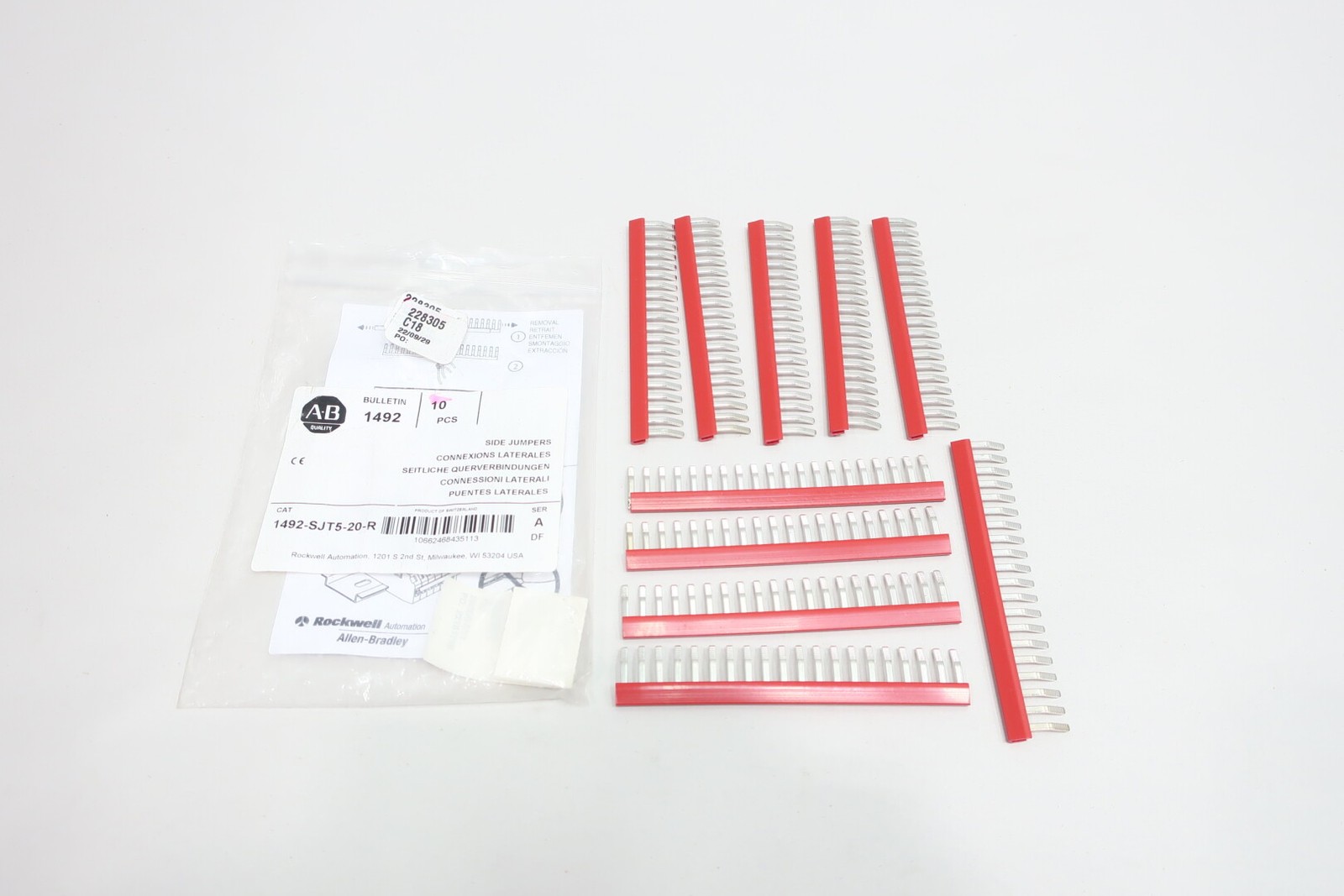 Pack Of 10 Allen Bradley 1492-SJT5-20-R Side Jumpers Ser A