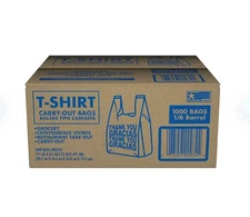 T-Shirt Carry-Out Bags, 11.5" x 6.5" x 22" (1,000 ct.)