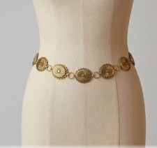 vintage gold concho belt womens size Large Stamped design Y2K