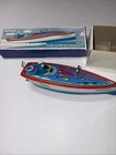 Vintage 1996 Schylling Collector Series Tin Wind up Speedboat Fireball