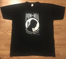 RARE Vintage US Military POW - MIA T-Shirt XL Black Tee Swing Brand USA Made