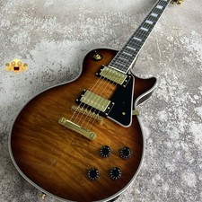 Brand New LP Style Brown Flame Maple Top Electric Guitar HH Pickups Real Photo