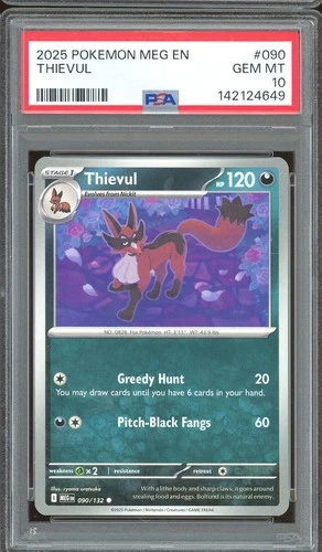 Pokemon TCG Mega Evolution Base Set #090 Thievul PSA 10