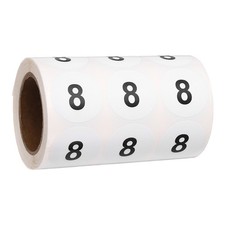 1.2" Small Round Number Stickers Roll, 1000 Pcs Circle Labels, Black Number 8