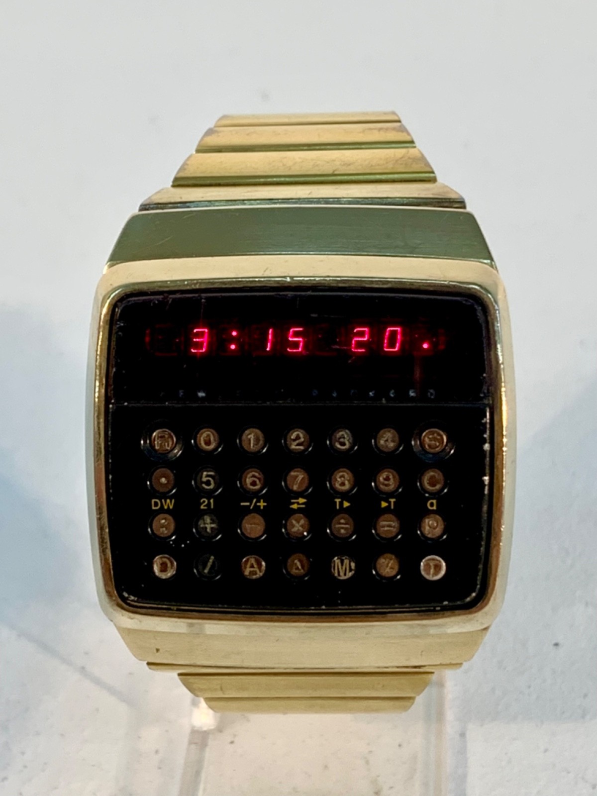 Vintage 1977 Hewlett-Packard HP-01 LED Digital Calculator Watch 18kt Gold Plated