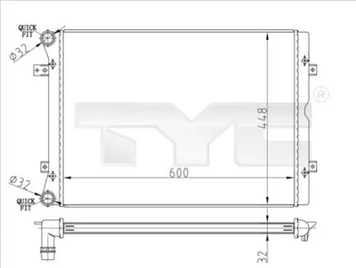 Radiateur d'eau ailettes jointes mécaniquement 737-0067-R TYC pour VW FORD SEAT - Photo 1/4