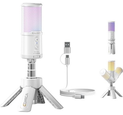 COMICA E Joy Uni USBコンデンサーマイクロフォン　美品中古品 COMICA EJoy UNI S USB Gaming Microphone RGB Condenser Mic PC PS5
