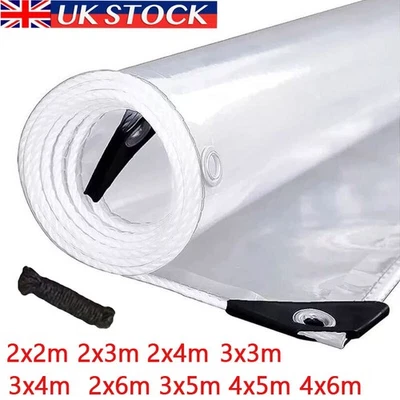All Sizes Of Heavy Duty Clear Tarpaulin Waterproof Cover Ground Camping Sheet UK