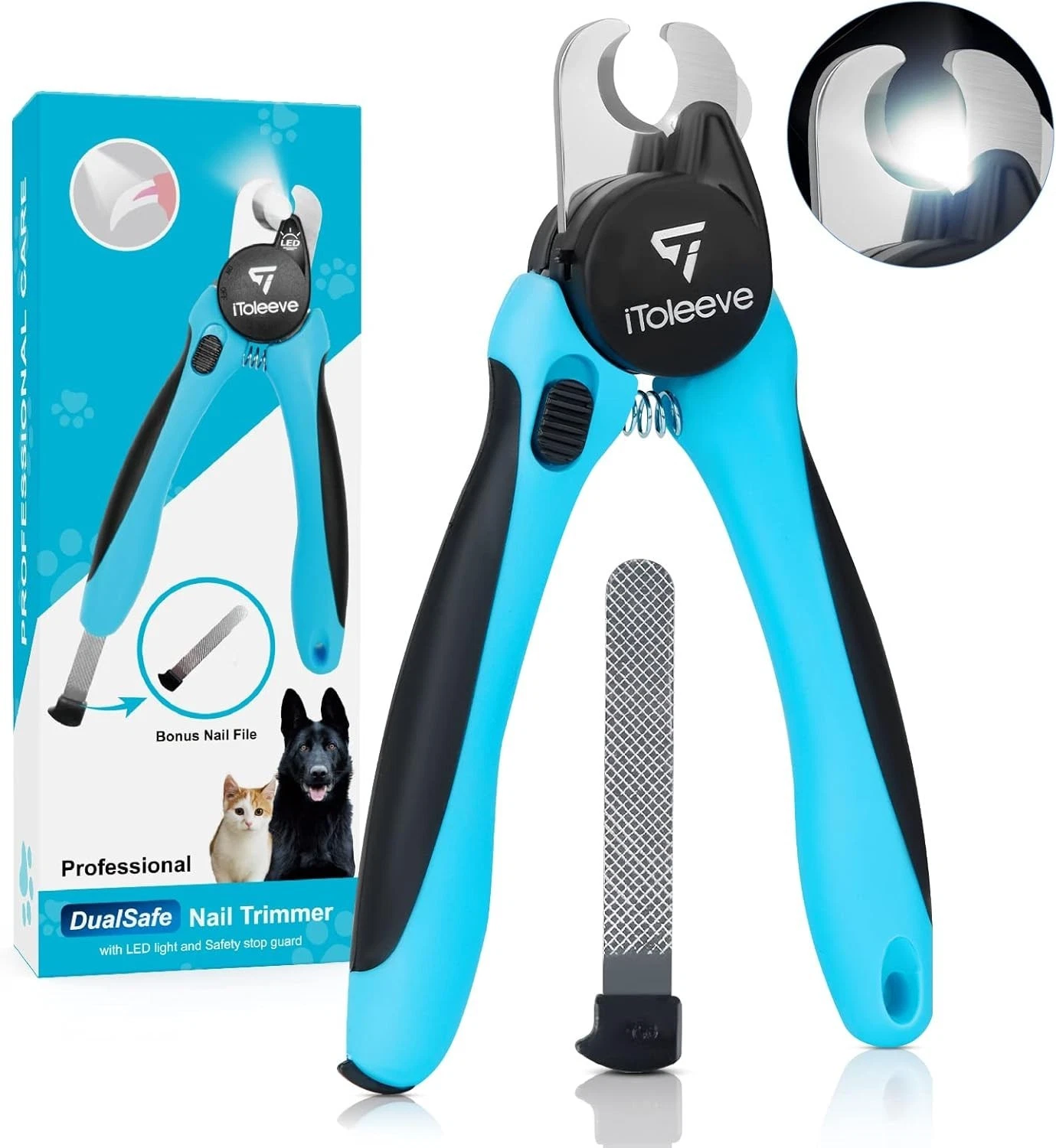 LED Dog Nail Clipper with Light, Illuminates Nails or Bloodline for Safe and Eas