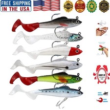 Saltwater & Freshwater Fishing: 6 Color Jig Head Soft Swimbaits for All Species