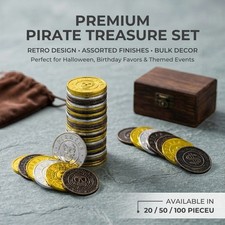 50pcs Pirate Treasure Coins Plastic Gold Party Favor Treasure Hunt Decoration