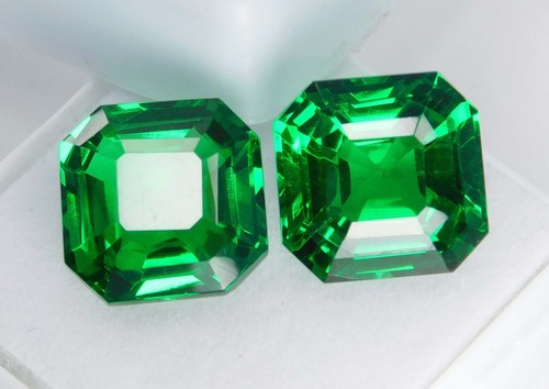 20 Ct Natural Tourmaline Green Square Shape Certifeid Loose Gemstones Pair - Picture 5 of 15