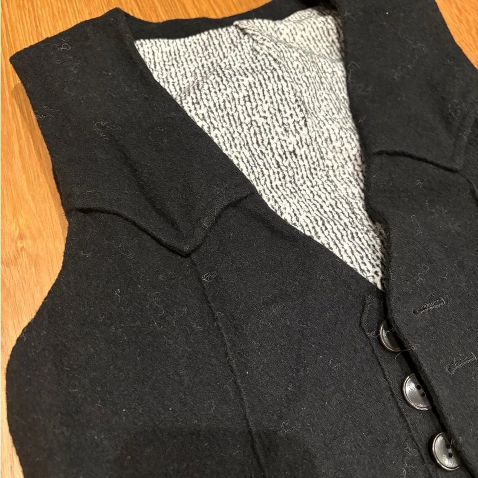 Mens Takahiro Miyashita Number Nine Wool-ish Vest Size 1 BLACK image 2