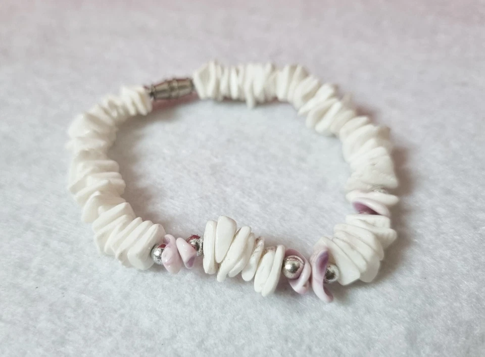 Natural Shell Conch Bracelet Cuff White Purple Casual Summer Beach BOHO Vintage - Image 2 of 4