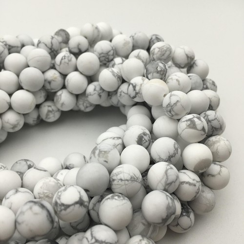 Natural White Howlite Matte Round Beads 4mm 6mm 8mm 10mm 12mm 15.5" Strand - Picture 6 of 8