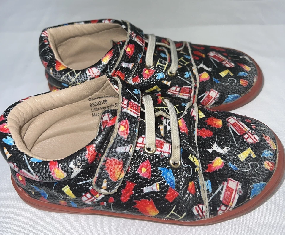 Boys Little Fire Truck Fire Fighter Print Leather Shoes 4-5 Years Little Kid - Image 2 of 4