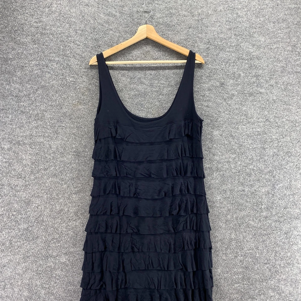 New Dressbarn Dress Women XL Black Shift Short Ruffle Sleeveless Rayon Casual - Image 3 of 4