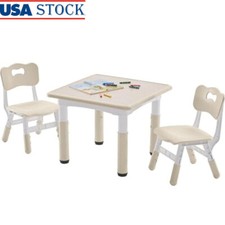 Kids Table and 2 Chairs Set Height-Adjustable with Graffiti Desktop Activity