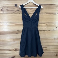 Calvin Klein Dress Womens 4 Black Taffeta A-Line Sweetheart Criss Cross Back B11