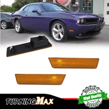 For Dodge Challenger 08-14 Front Bumper Side Marker Light Reflector Amber Covers