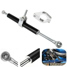 Steering Damper Stabilizer Adjustable Black Bar CNC Universal For Motorcycle