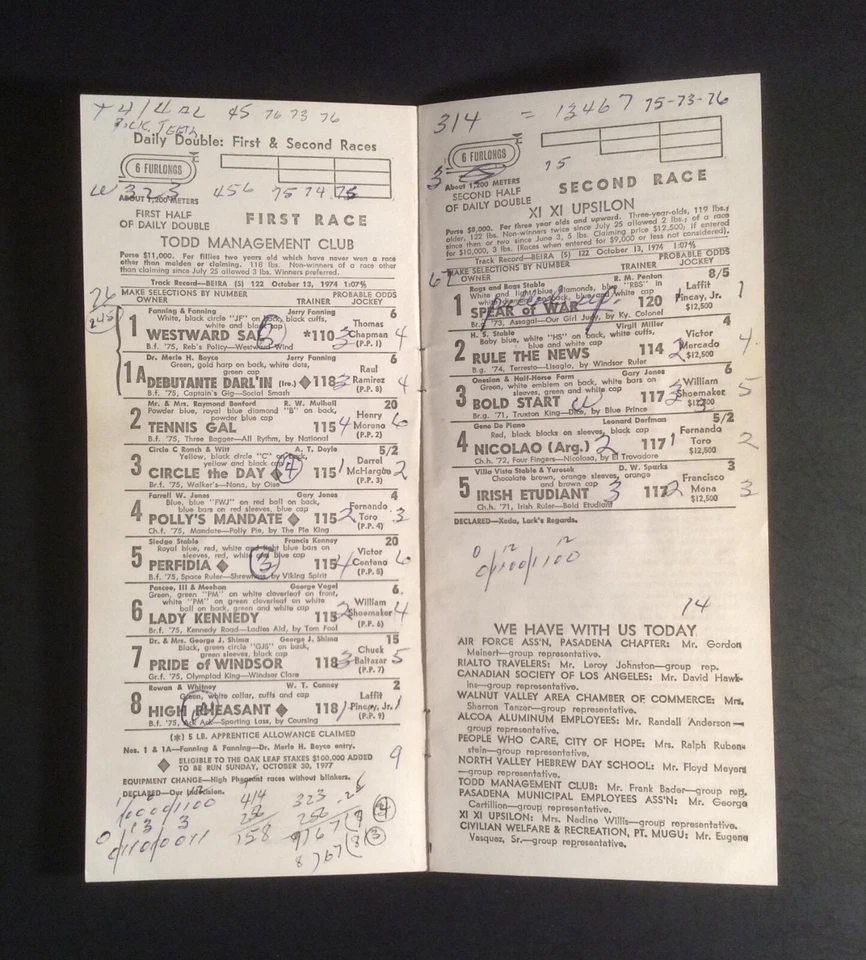 Zapatero Willie Santa Anita 1977 Otoño Clásico Carreras de Caballos Día 3 Foto 3 de 4