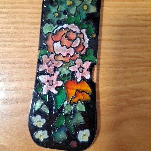 Amia Hand Painted Stained Glass Cross Suncatcher Flowers Matt 19:26 Verse - Picture 7 of 10